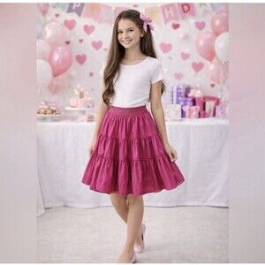 Y2K GAP KIDS Skirt Sz Girls 14 reg Beaded Satin Princess Fairy Rose Pink Vintage